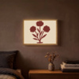 Bloemen - Bladeren - Rood - Minimalistisch Light Box met batterij (Wandlamp) middel -sfeer4