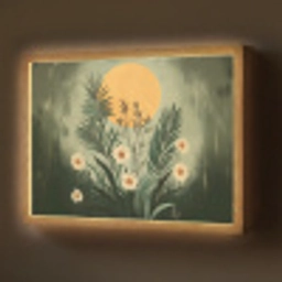 Bloemen - Bladeren - Zon - Groen Light Box met batterij (Wandlamp) middel -z3d_website