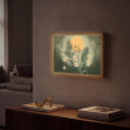 Bloemen - Bladeren - Zon - Groen Light Box met batterij (Wandlamp) middel -sfeer1