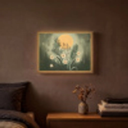 Bloemen - Bladeren - Zon - Groen Light Box met batterij (Wandlamp) middel -sfeer4