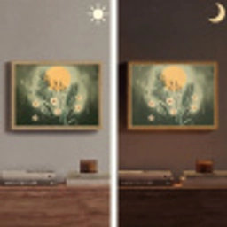 Bloemen - Bladeren - Zon - Groen Light Box met batterij (Wandlamp) middel -sfeer3