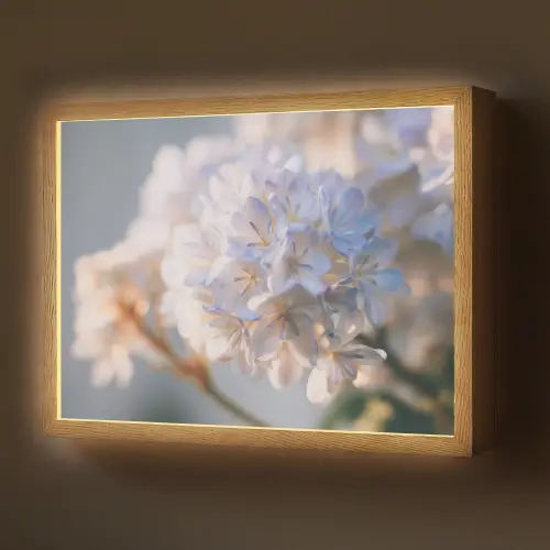 Bloemen - Lichtblauw - Wazig - Trosje Light Box met batterij (Wandlamp) middel -z3d_website