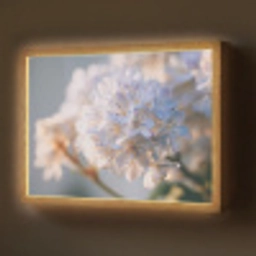 Bloemen - Lichtblauw - Wazig - Trosje Light Box met batterij (Wandlamp) middel -z3d_website
