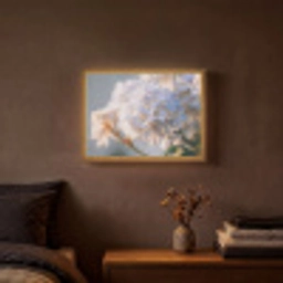 Bloemen - Lichtblauw - Wazig - Trosje Light Box met batterij (Wandlamp) middel -sfeer4