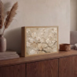 Bloemen - Modern - Beige - Wit - Bloesem Light Box met batterij (Wandlamp) middel -sfeer2