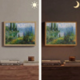 Bloemen - Meer - Bergen - Groen Light Box met batterij (Wandlamp) middel -sfeer3