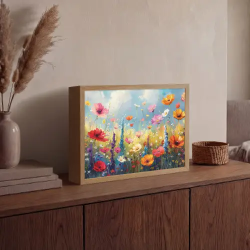 Bloemen - Natuur - Botanisch - Kunst Light Box met batterij (Wandlamp) middel -sfeer2