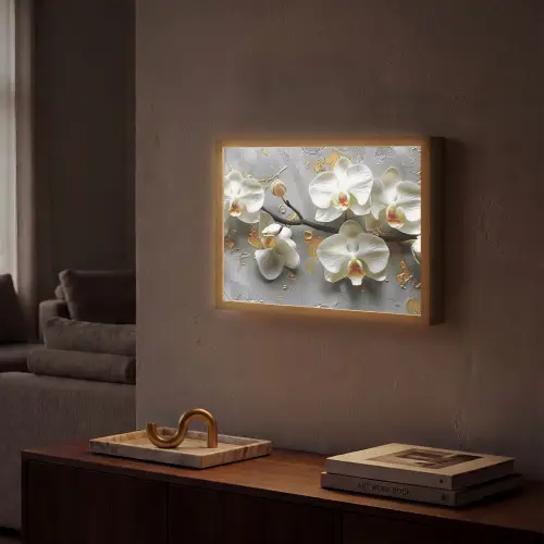 Bloemen - Orchidee - Abstract - Modern Light Box met batterij (Wandlamp) middel -sfeer1