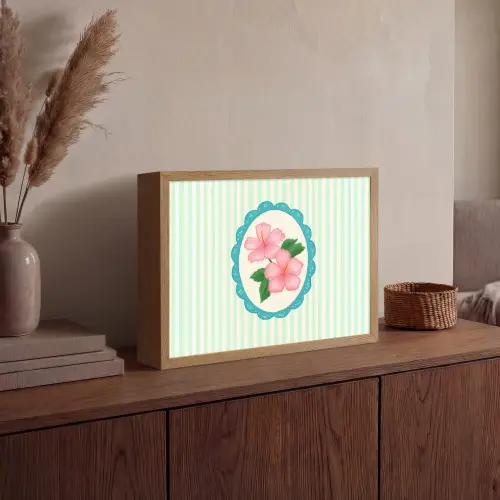 Bloemen - Ovaal - Strepen - Groen Light Box met batterij (Wandlamp) middel -sfeer2