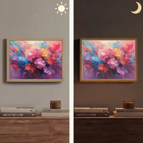Bloemen - Verf - Abstract - Kleurrijk Light Box met batterij (Wandlamp) middel -sfeer3