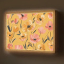 Bloemen - Geschilderd - Geel Light Box met batterij (Wandlamp) middel -z3d_website