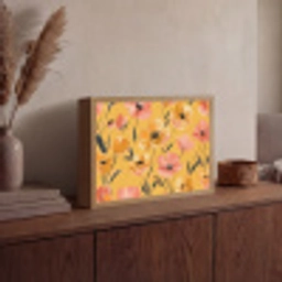Bloemen - Geschilderd - Geel Light Box met batterij (Wandlamp) middel -sfeer2