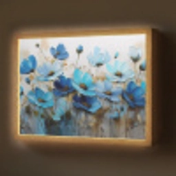 Bloemen - Schilderij - Blauw Light Box met batterij (Wandlamp) middel -z3d_website