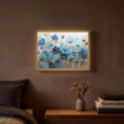 Bloemen - Schilderij - Blauw Light Box met batterij (Wandlamp) middel -sfeer4