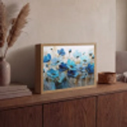 Bloemen - Schilderij - Blauw Light Box met batterij (Wandlamp) middel -sfeer2
