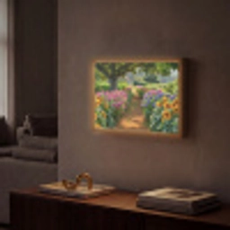 Bloemen - Pad - Zonnebloemen - Tuin - Hortensia Light Box met batterij (Wandlamp) middel -sfeer1