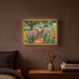 Bloemen - Pad - Zonnebloemen - Tuin - Hortensia Light Box met batterij (Wandlamp) middel -sfeer4