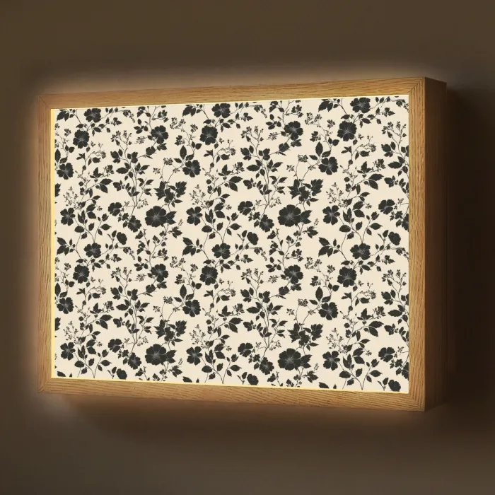 Bloemen - Dessin - Zwart Light Box met batterij (Wandlamp) middel 907 -z3d_website
