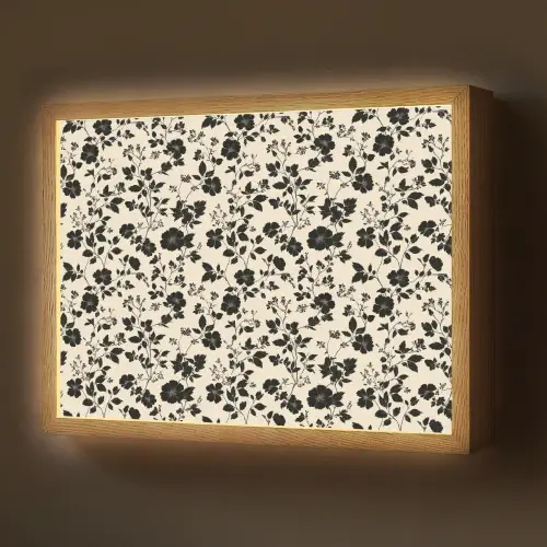 Bloemen - Dessin - Zwart Light Box met batterij (Wandlamp) middel 907 -z3d_website