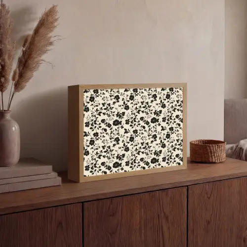 Bloemen - Dessin - Zwart Light Box met batterij (Wandlamp) middel 907 -sfeer2