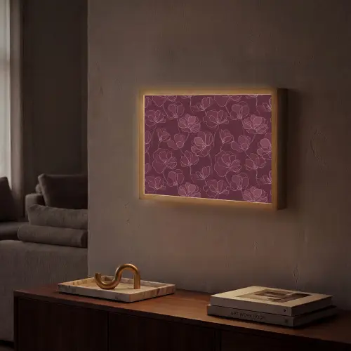 Bloemen - Patroon - Bordeauxrood Light Box met batterij (Wandlamp) middel 907 -sfeer1