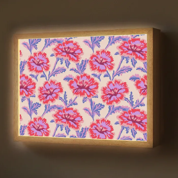Bloemen - Patroon - Meerkleurig Light Box met batterij (Wandlamp) middel 907 -z3d_website