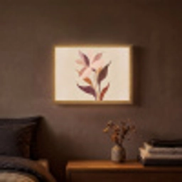 Bloemen - Blaadjes - Minimalistisch - Roze Light Box met batterij (Wandlamp) middel -sfeer4