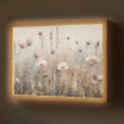 Bloemen - Roze - Modern - Beige Light Box met batterij (Wandlamp) middel -z3d_website