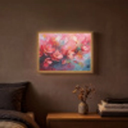 Bloemen - Roze - Natuur- Kunst - Abstract Light Box met batterij (Wandlamp) middel -sfeer4