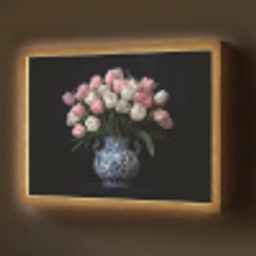 Bloemen - Roze - Tulpen - Vaas Light Box met batterij (Wandlamp) middel -z3d_website