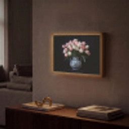 Bloemen - Roze - Tulpen - Vaas Light Box met batterij (Wandlamp) middel -sfeer1