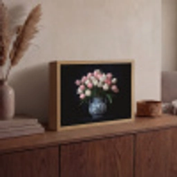 Bloemen - Roze - Tulpen - Vaas Light Box met batterij (Wandlamp) middel -sfeer2