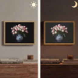 Bloemen - Roze - Tulpen - Vaas Light Box met batterij (Wandlamp) middel -sfeer3