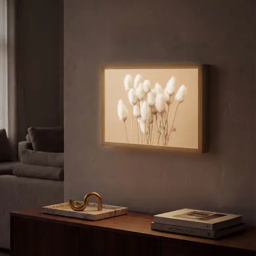 Bloemen - Planten - Bruin - Pastel Light Box met batterij (Wandlamp) middel -sfeer1