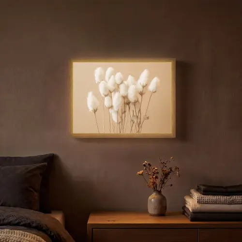 Bloemen - Planten - Bruin - Pastel Light Box met batterij (Wandlamp) middel -sfeer4