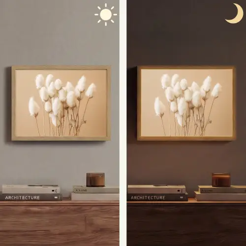Bloemen - Planten - Bruin - Pastel Light Box met batterij (Wandlamp) middel -sfeer3