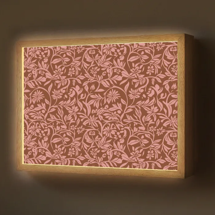 Bloemen - Print - Roze Light Box met batterij (Wandlamp) middel 907 -z3d_website