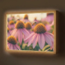 Bloemen - Paars - Bijen Light Box met batterij (Wandlamp) middel -z3d_website