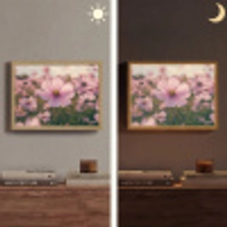 Bloemen - Paars - Wazig Light Box met batterij (Wandlamp) middel -sfeer3