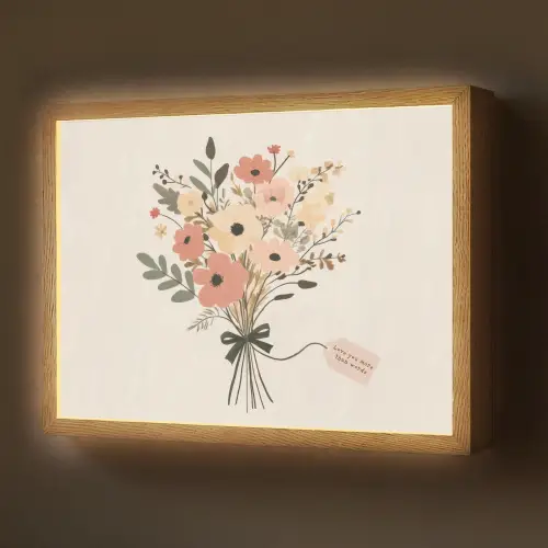 Bloemen - Quote - Beige - Lint Light Box met batterij (Wandlamp) middel -z3d_website