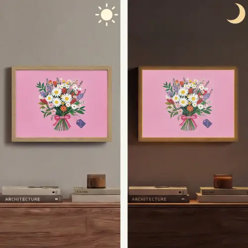 Bloemen - Quote - Kaartje - Kleurrijk Light Box met batterij (Wandlamp) middel -sfeer3