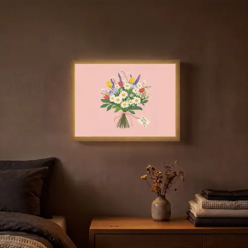 Bloemen - Lint - Kaartje Light Box met batterij (Wandlamp) middel -sfeer4