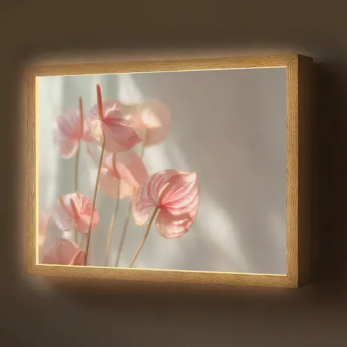 Bloemen - Stelen - Roze - Schaduw Light Box met batterij (Wandlamp) middel -z3d_website