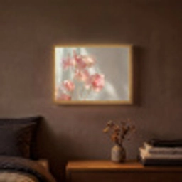 Bloemen - Stelen - Roze - Schaduw Light Box met batterij (Wandlamp) middel -sfeer4