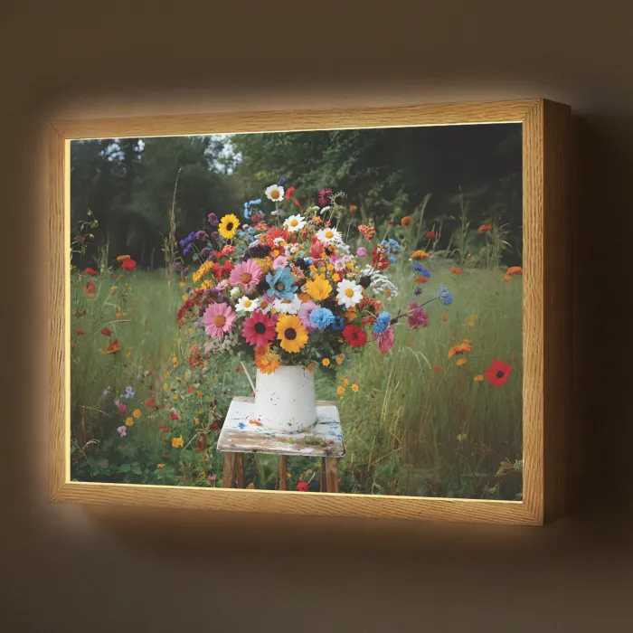 Bloemen - Krukje - Gieter - Veld Light Box met batterij (Wandlamp) middel -z3d_website