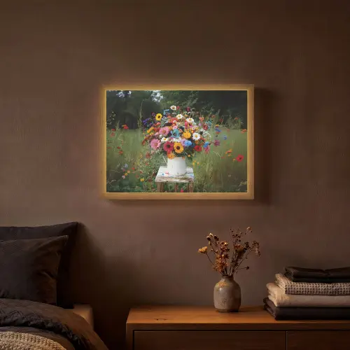 Bloemen - Krukje - Gieter - Veld Light Box met batterij (Wandlamp) middel -sfeer4