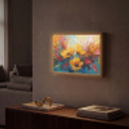 Bloemen - Zonnebloemen - Kunst - Geel Light Box met batterij (Wandlamp) middel -sfeer1