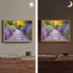 Bloemen - Pad - lavendel - Tuin Light Box met batterij (Wandlamp) middel -sfeer3