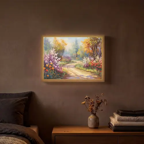 Bloemen - Bomen - Kunst - Watercolor Light Box met batterij (Wandlamp) middel -sfeer4