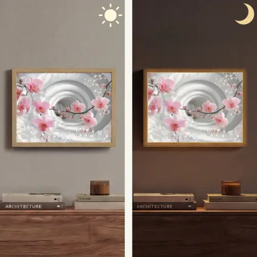 Bloemen - Tunnel - Abstact - 3D effect Light Box met batterij (Wandlamp) middel -sfeer3